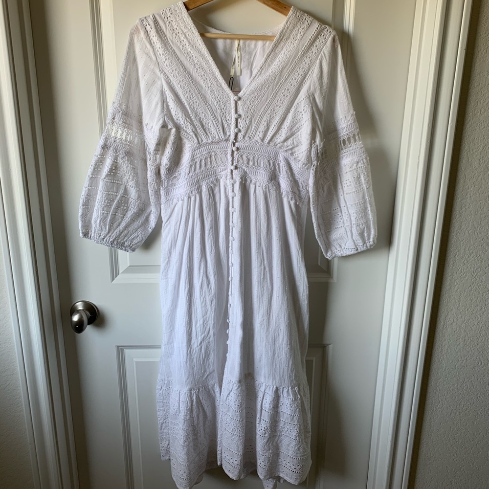 NEW! Anthropologie Ebba Eyelet white midi dress - Picture 7 of 10